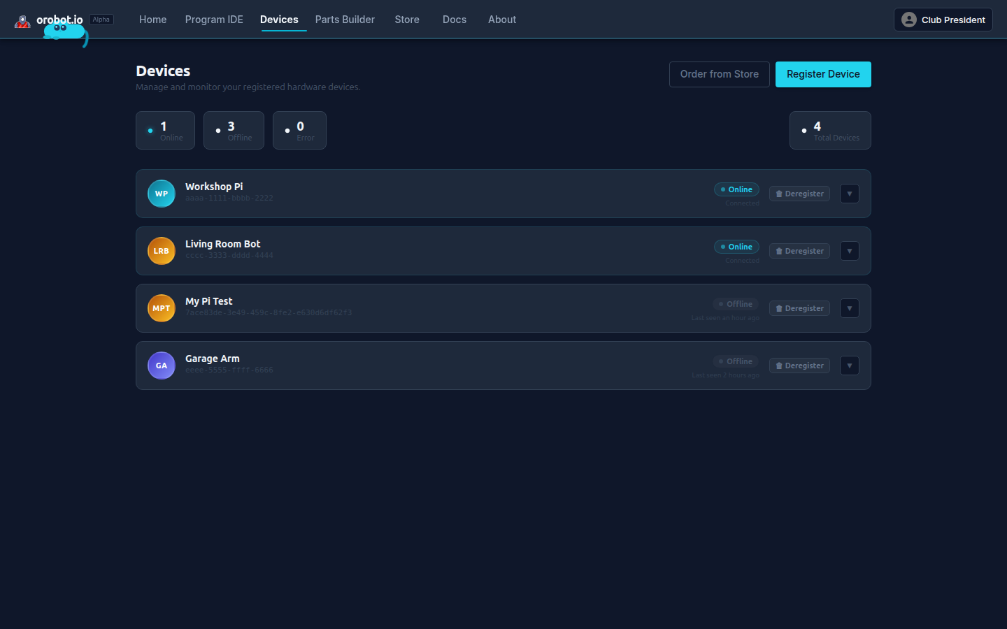 Devices — orobot.io