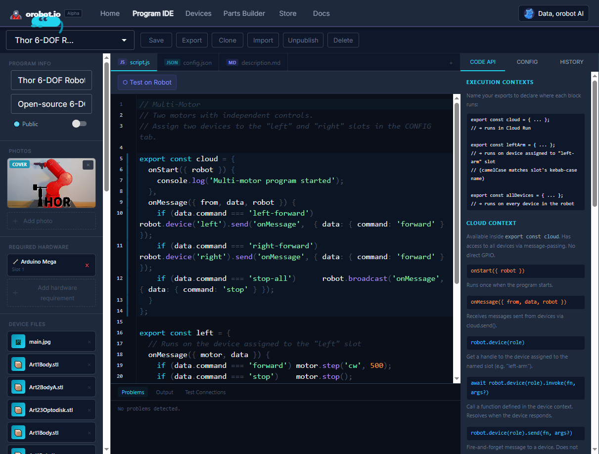 Program IDE — orobot.io
